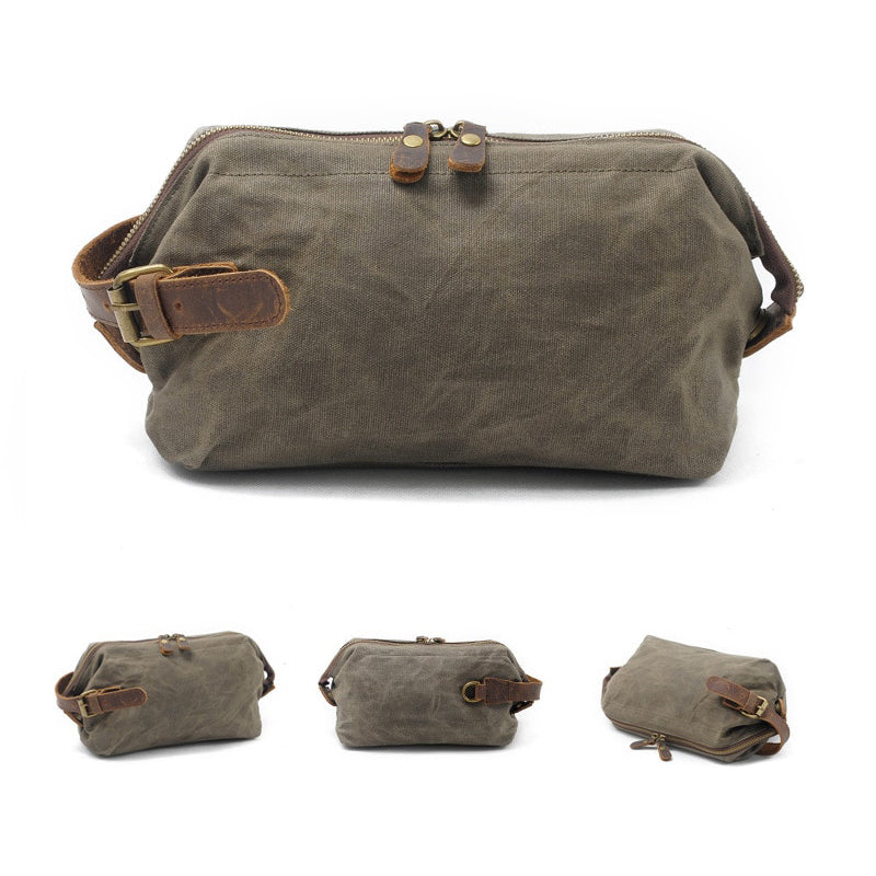Practical Canvas Toiletry Bag, Cosmetic Bag - Leather Purse Backpack