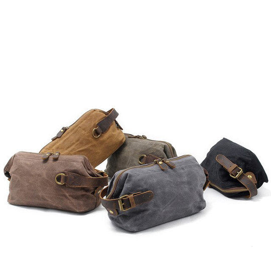 Practical Canvas Toiletry Bag, Cosmetic Bag - Leather Purse Backpack