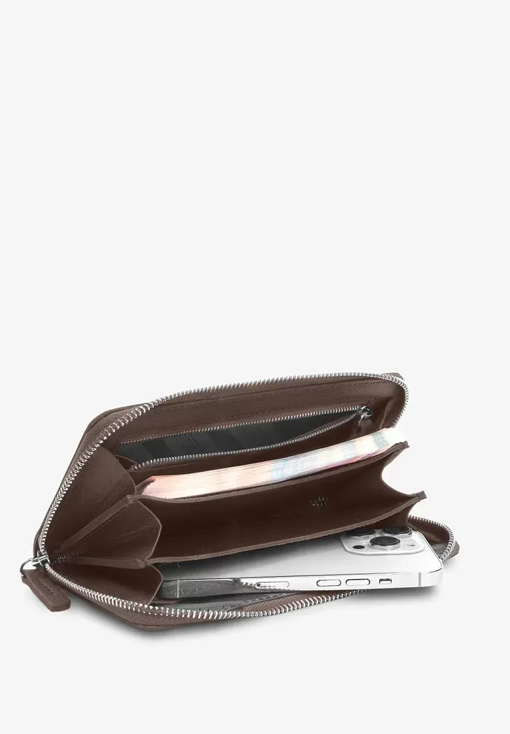 Classic Leather Wallet with Zipper – Secure and Sophisticated - Leather Purse Backpack