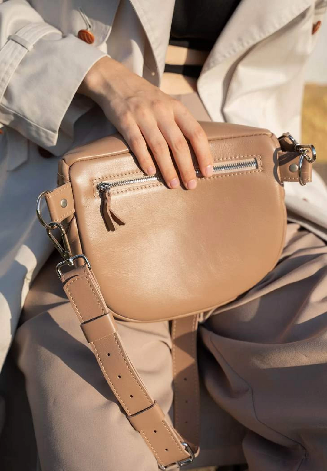Leather Waist Crossbody Bag – Compact and Hands-Free - Leather Purse Backpack