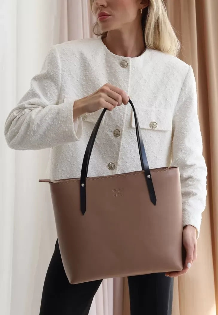 Timeless Design Classic Women's Leather Shopper Bag - Leather Purse Backpack