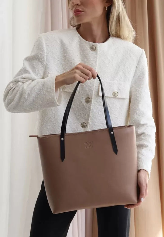 Timeless Design Classic Women's Leather Shopper Bag - Leather Purse Backpack