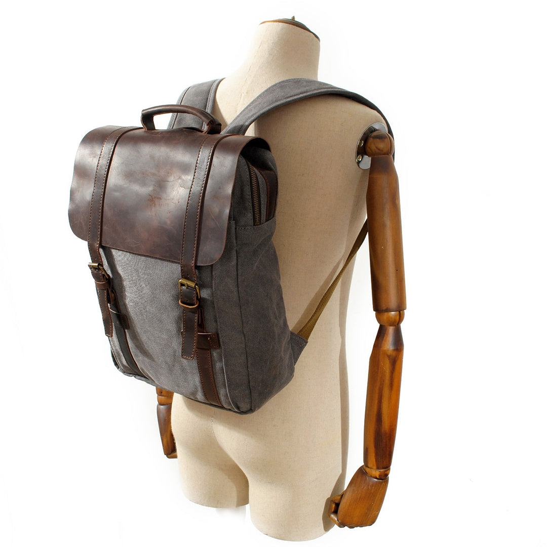 Retro Vintage Bookbag with Multiple Pockets and Stylish Look - Leather Purse Backpack