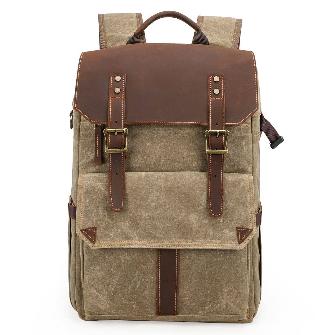 Compact Camera Backpack for Travel with Multiple Compartments - Leather Purse Backpack