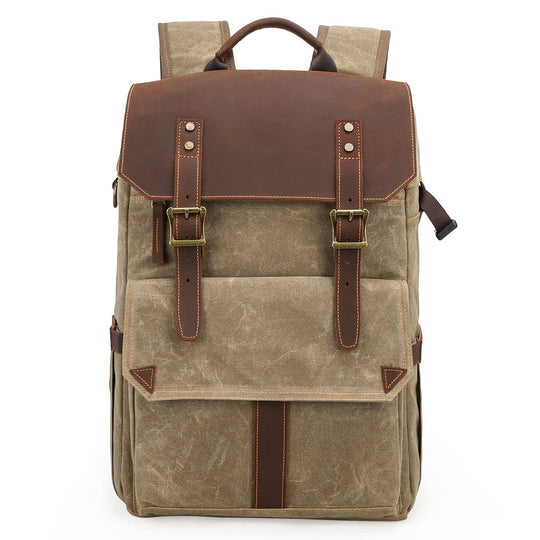 Compact Camera Backpack for Travel with Multiple Compartments - Leather Purse Backpack