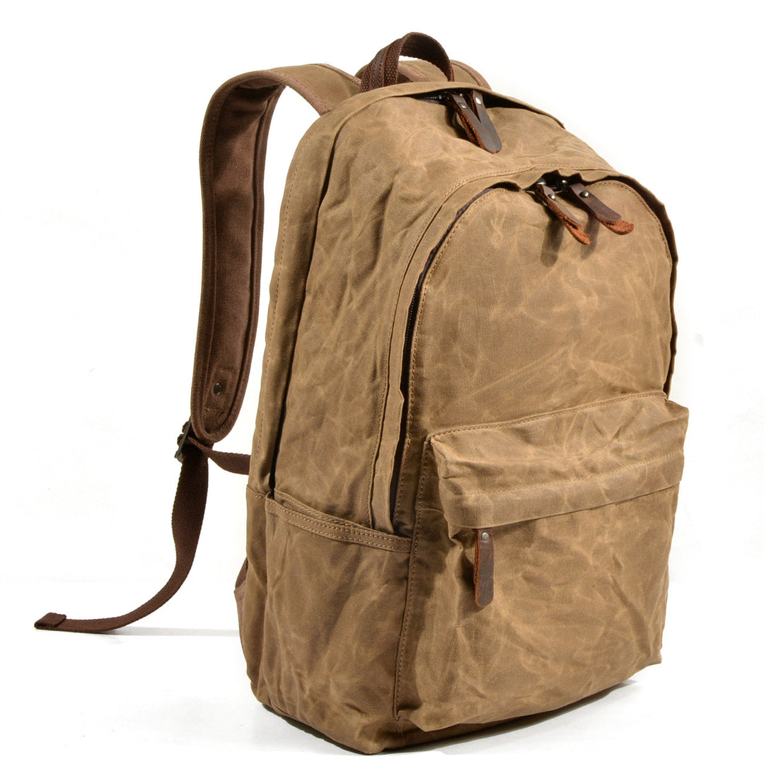 Retro Canvas Bookbag with Vintage Design and Adjustable Straps - Leather Purse Backpack