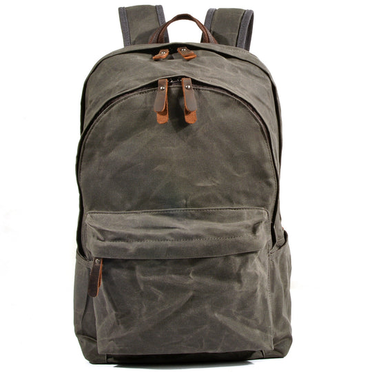 Retro Canvas Bookbag with Vintage Design and Adjustable Straps - Leather Purse Backpack