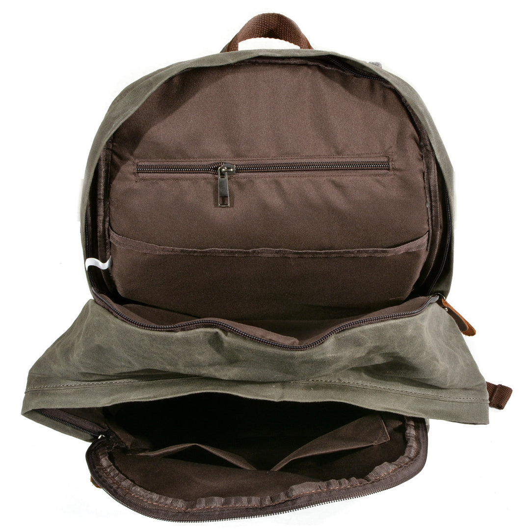 Retro Canvas Bookbag with Vintage Design and Adjustable Straps - Leather Purse Backpack