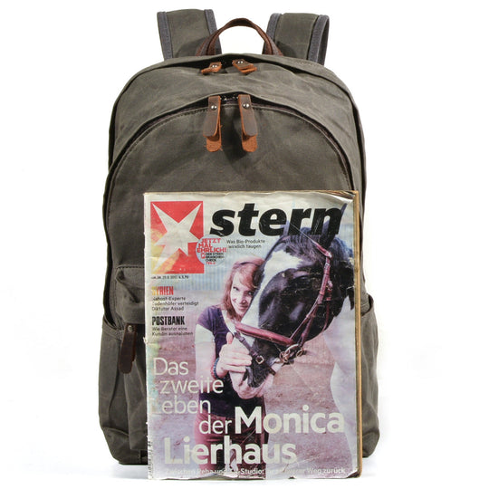 Retro Canvas Bookbag with Vintage Design and Adjustable Straps - Leather Purse Backpack