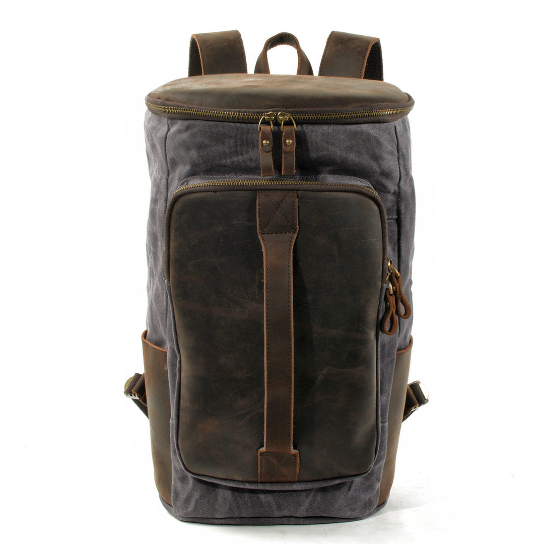 Durable Vintage Canvas Rucksack with Easy Access and Retro Charm - Leather Purse Backpack