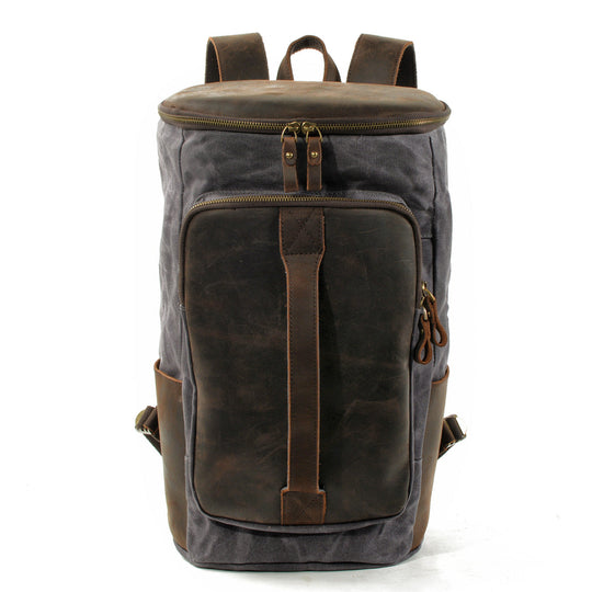 Durable Vintage Canvas Rucksack with Easy Access and Retro Charm - Leather Purse Backpack