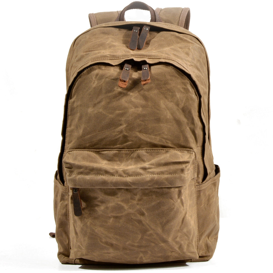 Retro Canvas Bookbag with Vintage Design and Adjustable Straps - Leather Purse Backpack