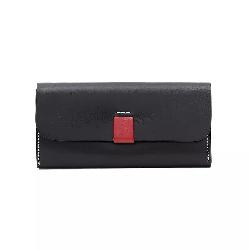 Women's Snap Leather Wallet - Leather Purse Backpack