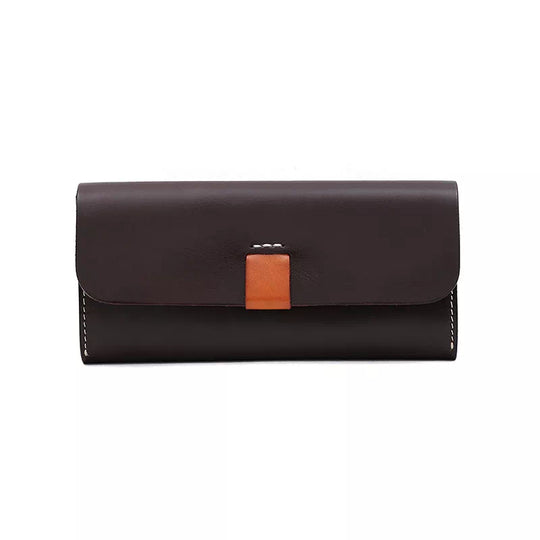 Women's Snap Leather Wallet - Leather Purse Backpack