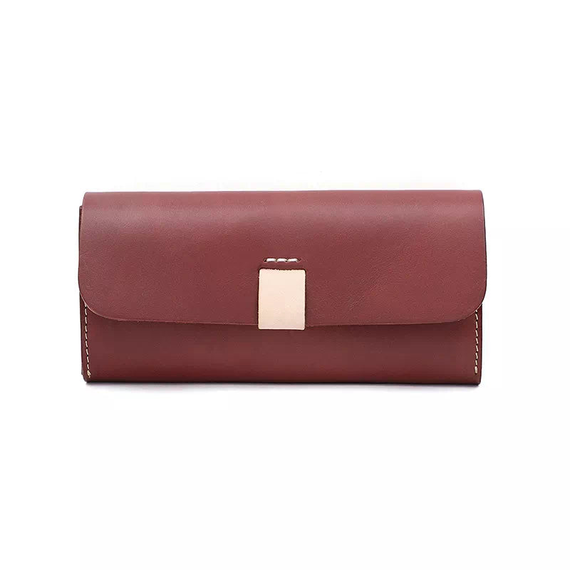 Women's Snap Leather Wallet - Leather Purse Backpack