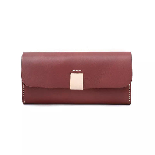 Women's Snap Leather Wallet - Leather Purse Backpack