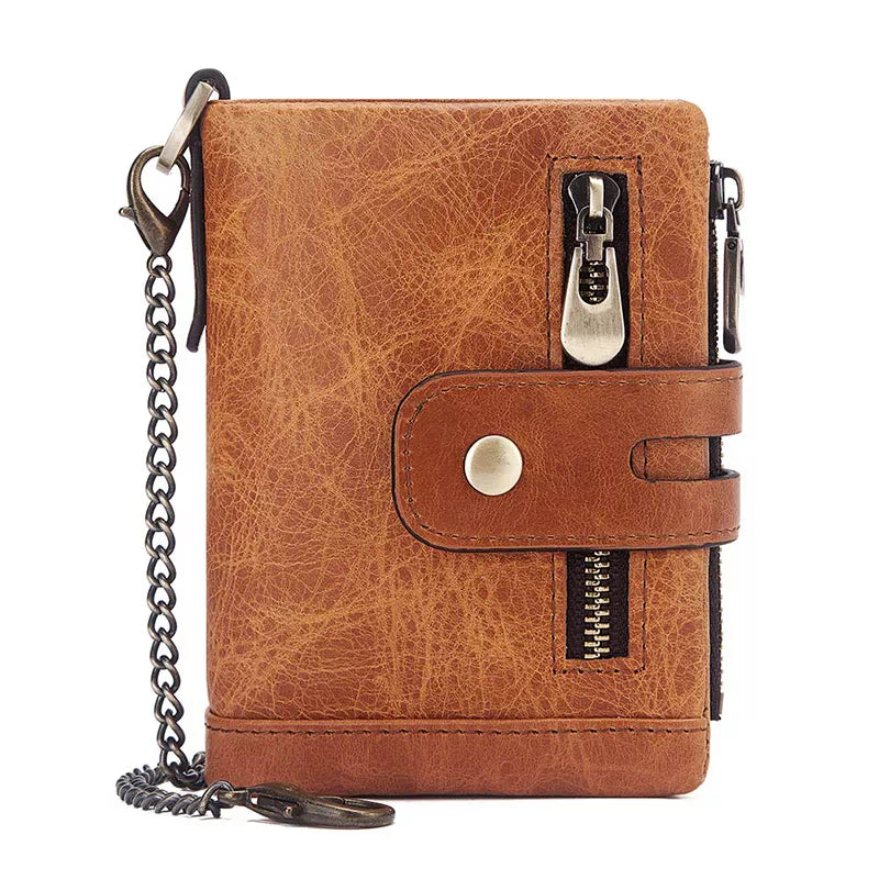Men's Leather Bi-Fold Wallet RFID Blocking - Leather Purse Backpack