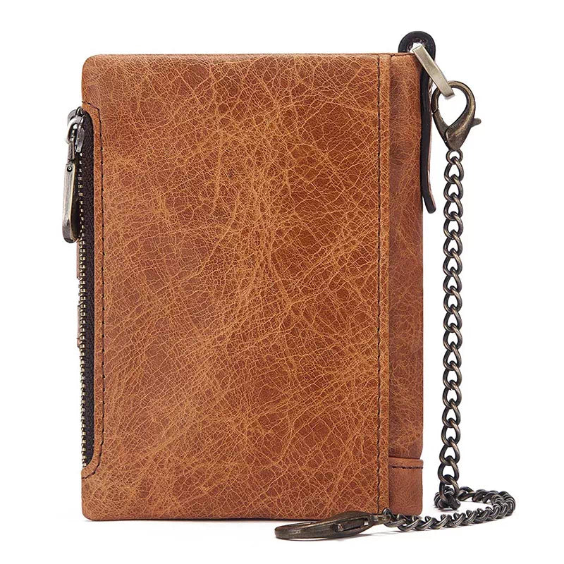 Men's Leather Bi-Fold Wallet RFID Blocking - Leather Purse Backpack