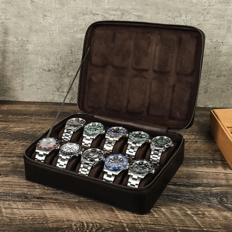 Elegant leather watch storage