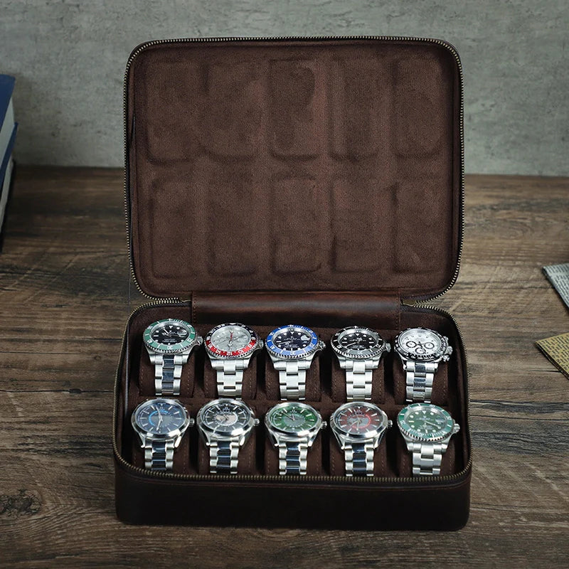 Sleek leather watch display case