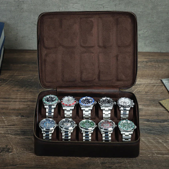 Sleek leather watch display case