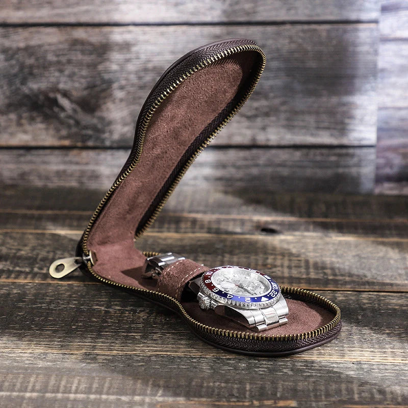 Elegant leather watch storage