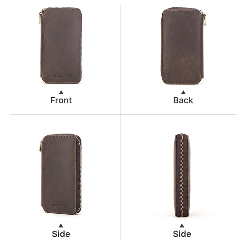 Sleek watch roll case made of leather
