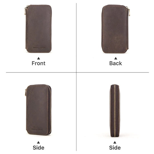 Sleek watch roll case made of leather