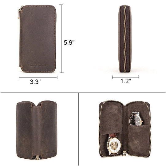 Trendy leather watch travel pouch