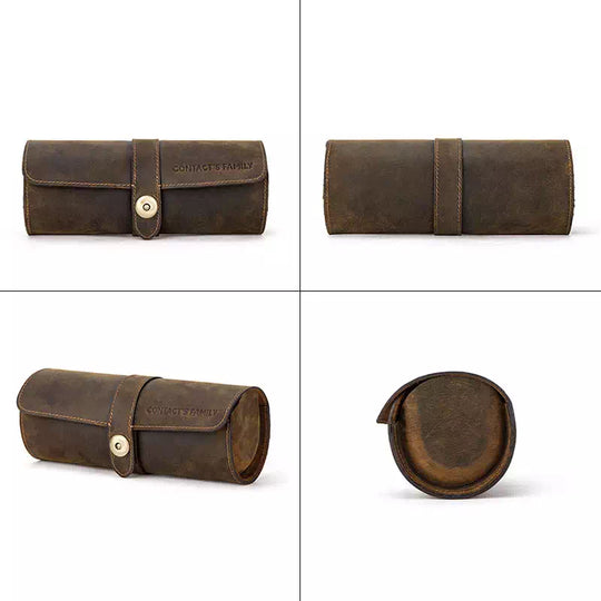 Stylish leather watch organizer case