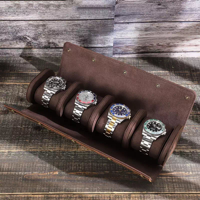 Durable leather watch travel roll