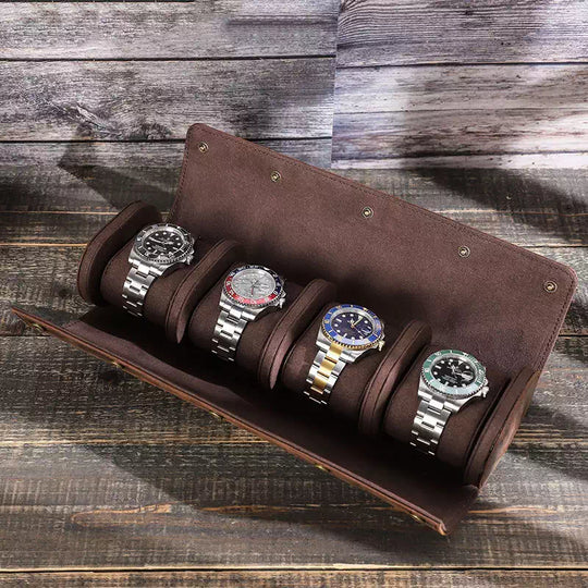 Durable leather watch travel roll