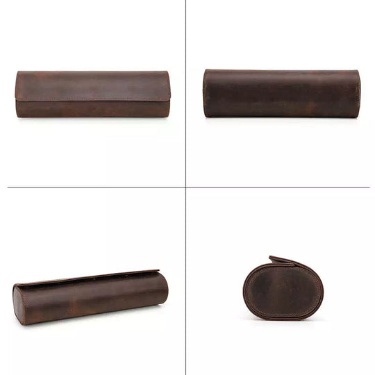 Modern leather watch roll-up case
