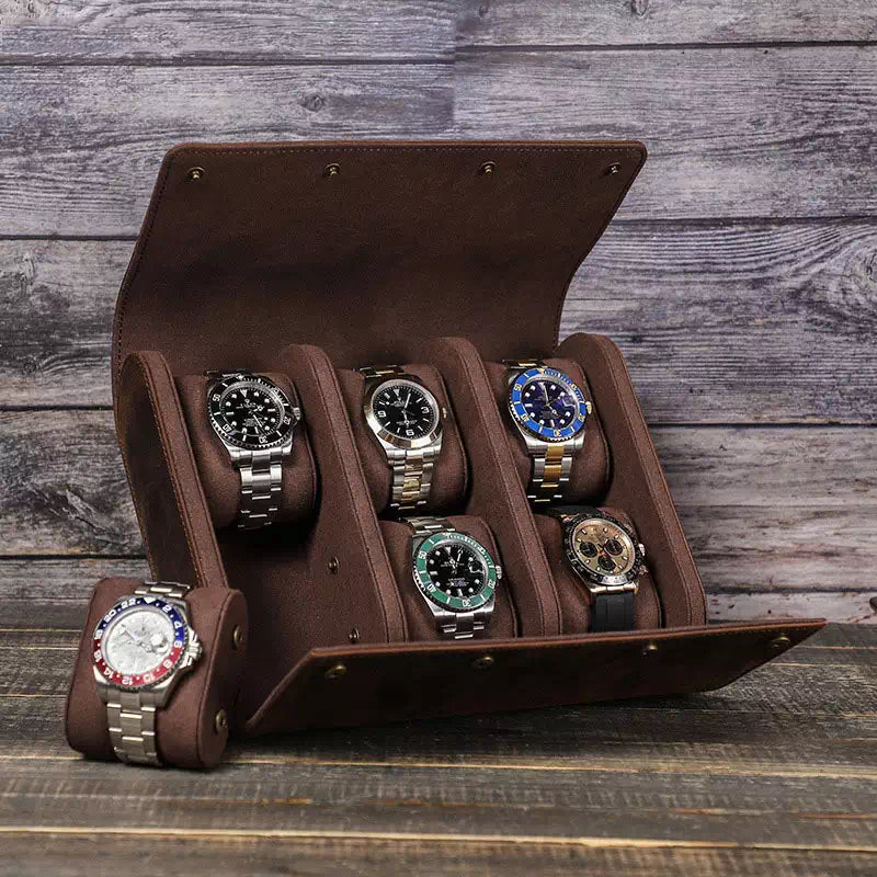 Contemporary leather watch storage roll