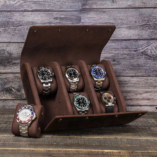 Contemporary leather watch storage roll