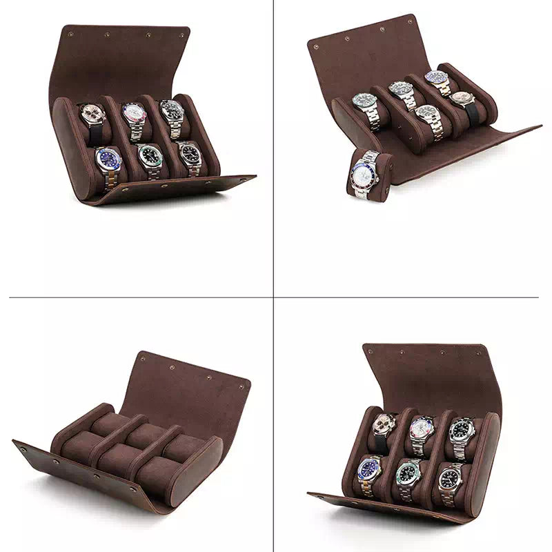 Watch storage roll made of leather