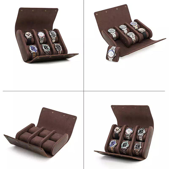 Watch storage roll made of leather