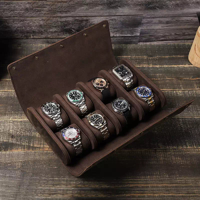 Compact leather watch organizer