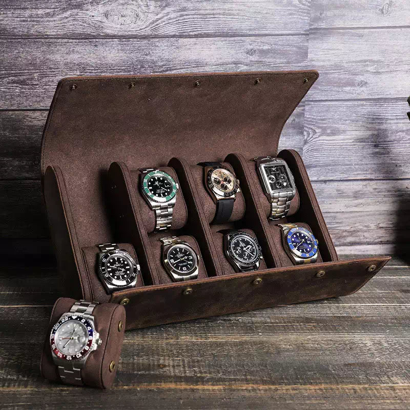 Stylish leather watch storage roll