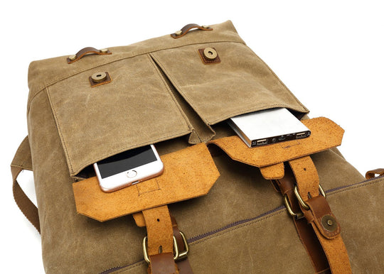 Heavy-Duty Waterproof Rucksack for Hiking and Travel - Leather Purse Backpack