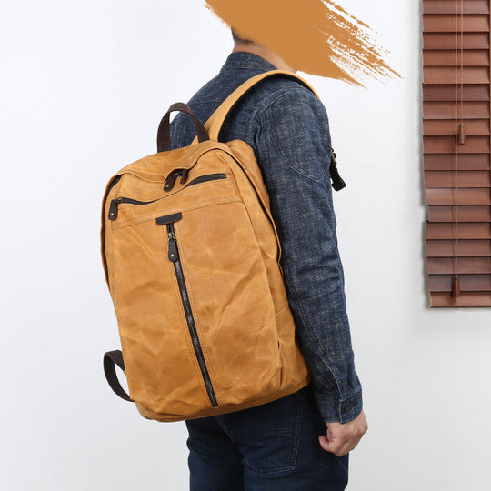 Waterproof Canvas Backpack for Outdoor Adventures - Leather Purse Backpack