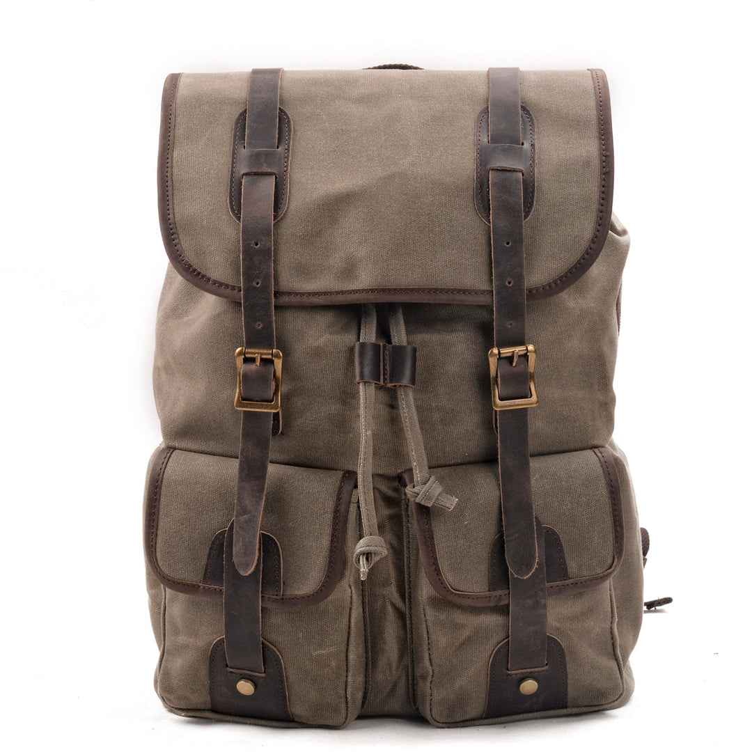 Canvas Travel Backpack with Laptop Sleeve and Multiple Pockets - Leather Purse Backpack