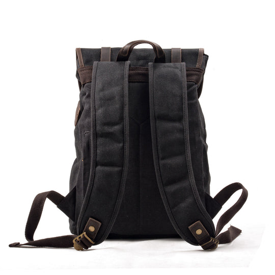 Canvas Travel Backpack with Laptop Sleeve and Multiple Pockets - Leather Purse Backpack