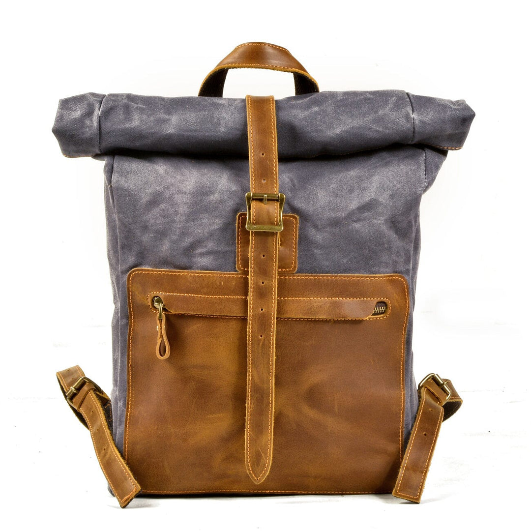 Elegant Waxed Canvas Rucksack for Commuting and Exploration - Leather Purse Backpack