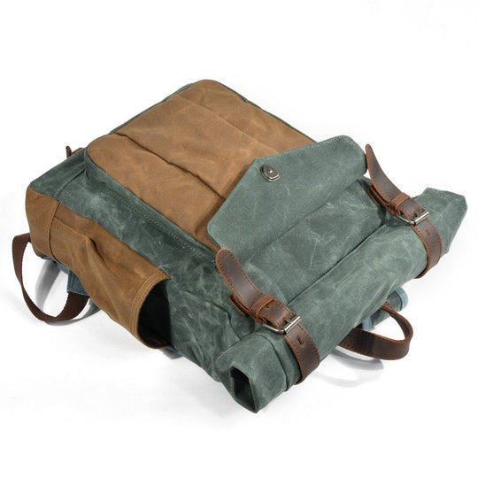 Functional Waxed Canvas Roll Top Backpack for All Occasions - Leather Purse Backpack
