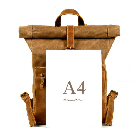 Elegant Waxed Canvas Rucksack for Commuting and Exploration - Leather Purse Backpack