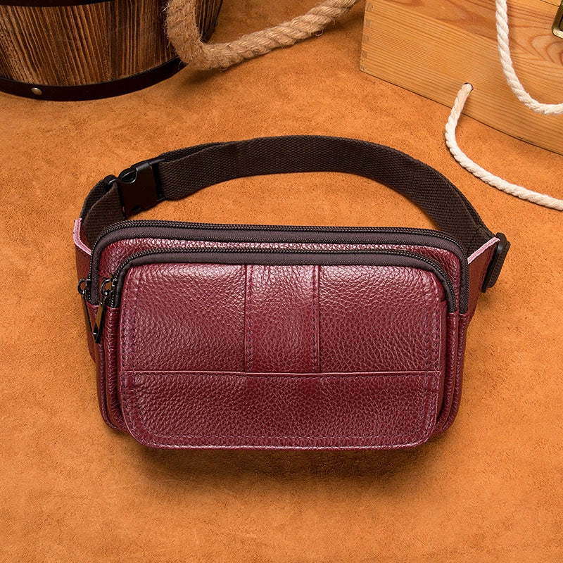 Fashionable women's leather waist pouch
