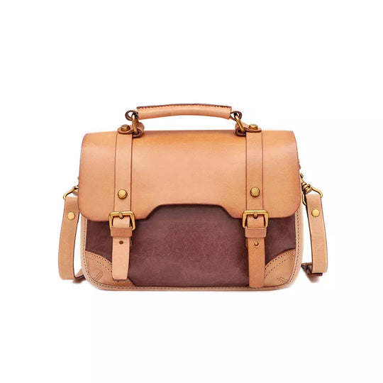 Exclusive compact leather handbag with top handle