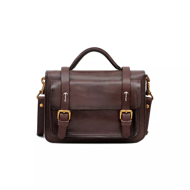Women's compact leather crossbody satchel