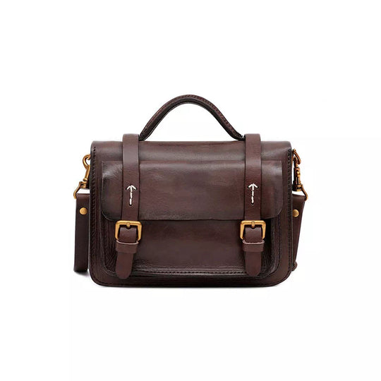 Women's compact leather crossbody satchel